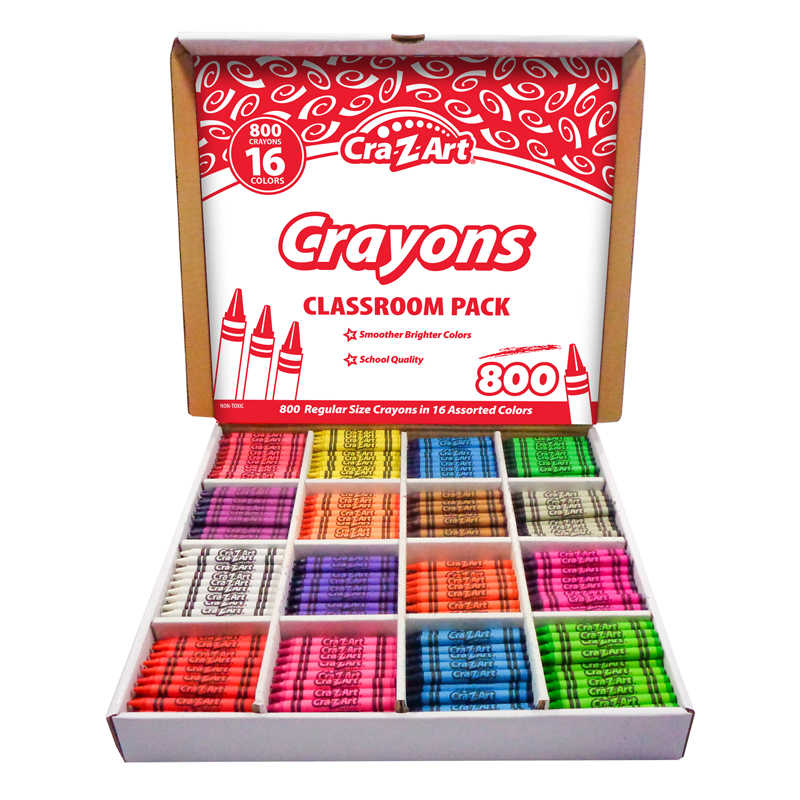 TeachersParadise - Cra-Z-Art Crayon Classroom Pack, 16 Color, Box of 800 -  CZA740041